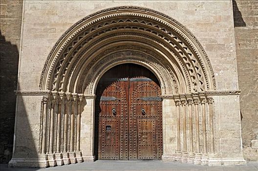 门口,圣马利亚,大教堂,瓦伦西亚,西班牙,欧洲