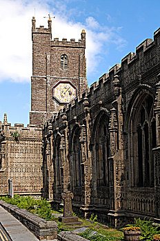 教堂,塔,13世纪,世纪,教堂街,朗塞斯顿,康沃尔,英格兰,英国,欧洲