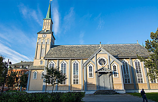 特罗姆瑟,挪威,市区,著名,木质,天主教,教堂