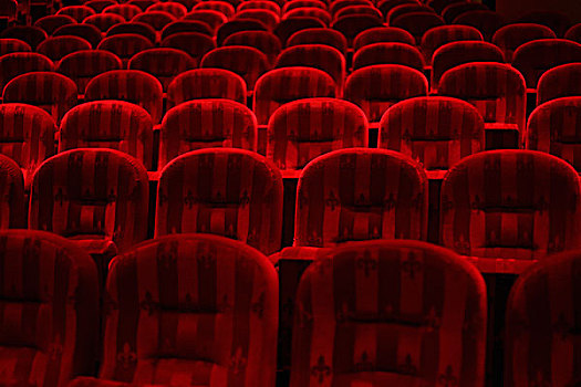 红色,天鹅绒,座椅,剧院