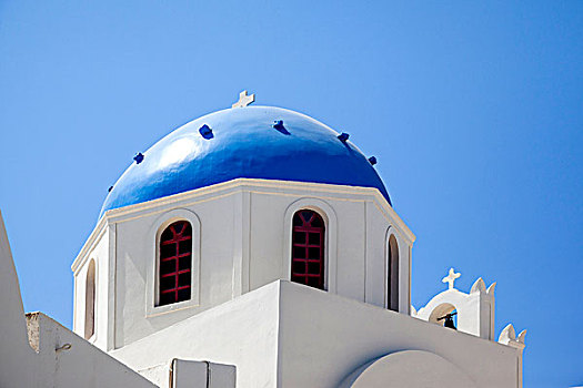 希腊雅典圣托里尼费拉蓝顶教堂