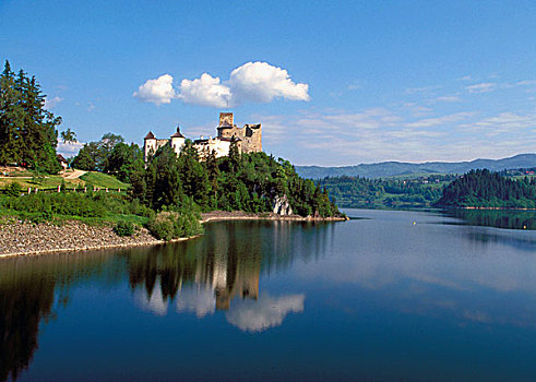 城堡,河,波兰