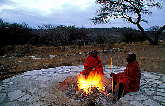 坦桑尼亚,坐,壁炉