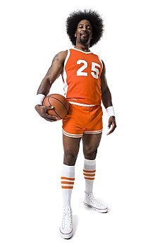 篮球手,非洲式发型,橙色,制服