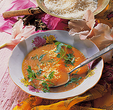印度香米,汤,胡荽,印度,烹饪