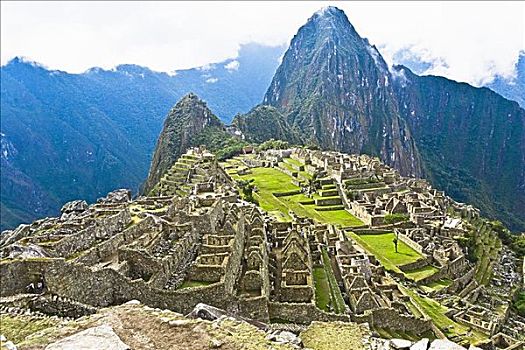 俯拍,遗址,山峦,马丘比丘,库斯科地区,秘鲁