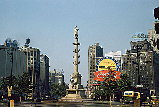 哥伦布,圆,纽约,美国,七月,雕塑,历史