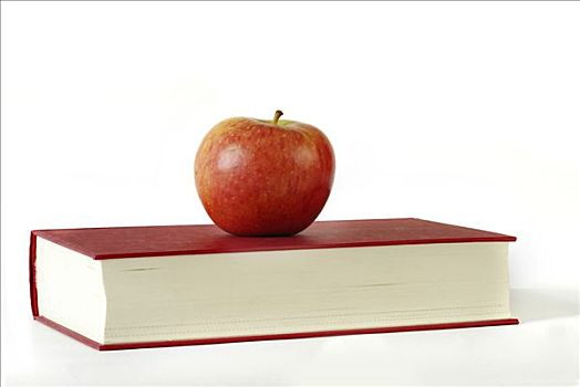 红苹果,红色,书本
