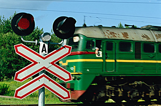 铁道口,列车,标识,特拉凯,立陶宛
