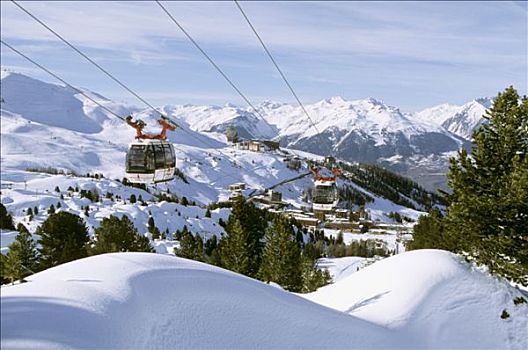 法国,隆河阿尔卑斯山省,冬天,俯视,轨道