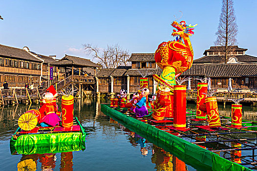传统,中国,风景,水中,城镇,乌镇