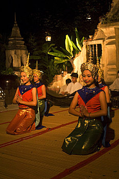 老挝,琅勃拉邦,酒店,仪式,传统,跳舞