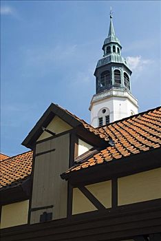 塔,教堂,高处,屋顶,老建筑,策勒,下萨克森,德国