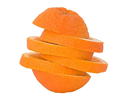 切片,橙色,隔绝,白色背景,背景