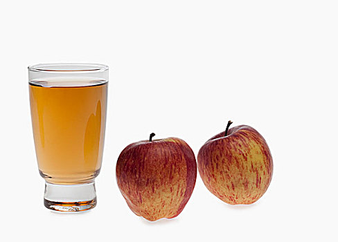 特写,苹果,玻璃杯,苹果汁