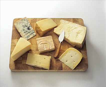 多样,奶酪,干酪刀,木板