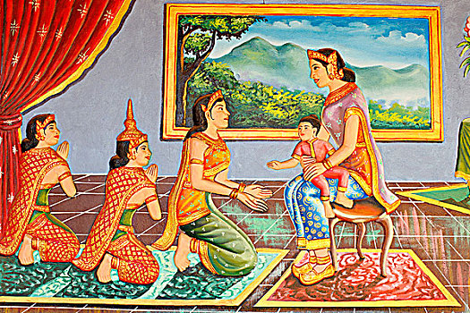 柬埔寨,收获,舞会,寺院,生活,佛,母兽