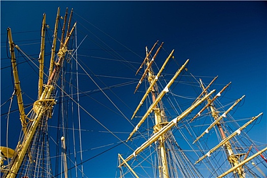桅杆,老,木质,帆船
