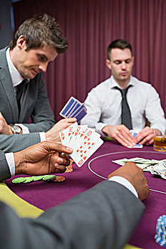 男人,纸牌,桌子,同花大顺,游戏,赌场