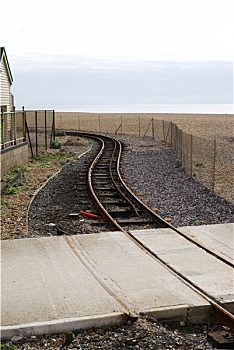 铁路线,海滩,布莱顿,英格兰