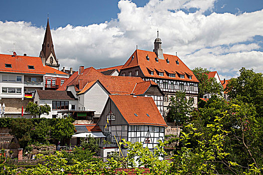 中世纪,城镇,市政厅,新城,教堂,北莱茵-威斯特伐利亚,德国,欧洲