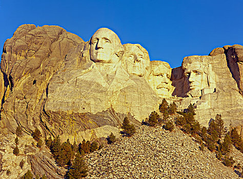 拉什莫尔山国家纪念公园,南达科他,美国,早晨,开灯,拉什莫尔山,总统山,大幅,尺寸