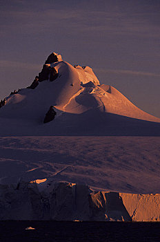 南极半岛,区域,冰河,午夜,阳光,冰架