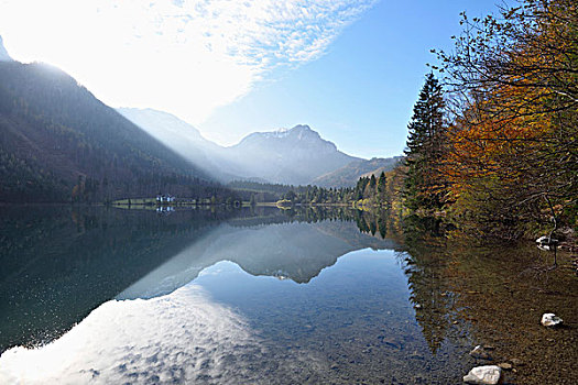 风景,山,反射,湖,秋天,奥地利