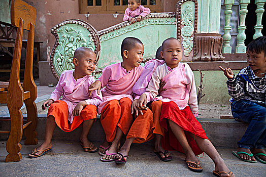 缅甸,传说,山,笑,学童