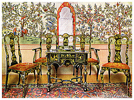 黑色,漆器,沙发,椅子,桌子,红色,镜子