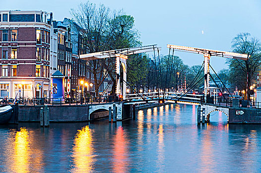 开合式吊桥,黃昏,阿姆斯特丹,荷兰