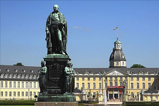 纪念建筑,正面,卡尔斯鲁厄,城堡,巴登符腾堡,德国