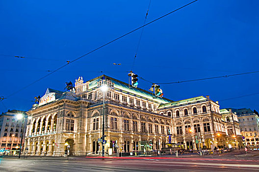 歌剧院,房子,黃昏,环城大道,环路,维也纳,奥地利,欧洲