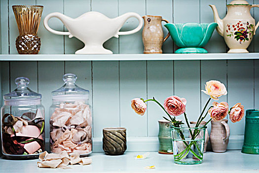 架子,花瓶,陶瓷,罐,花