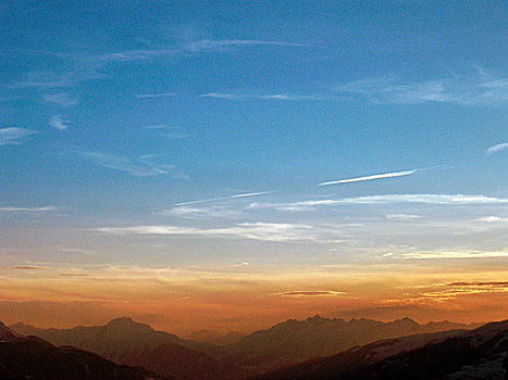 日落,法国阿尔卑斯山