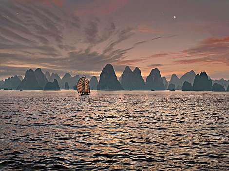 帆船,下龙湾,越南,印度支那,亚洲