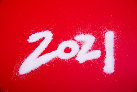 红色背景中白色2021数字