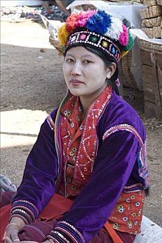 缅甸,女人,套装,掸邦