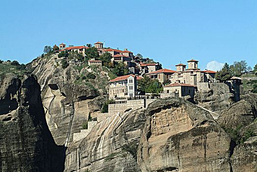 风景,寺院,岩石上,排列,米特奥拉,希腊