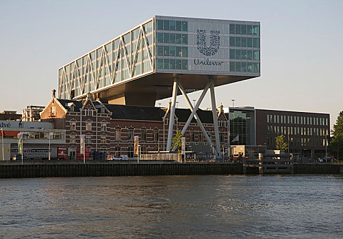 写字楼,现代办公室,建造,上方,老,工厂,建筑,鹿特丹,荷兰