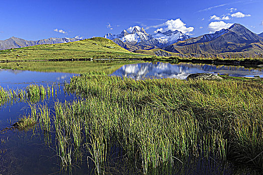 法国,阿尔卑斯山,顶峰,湖