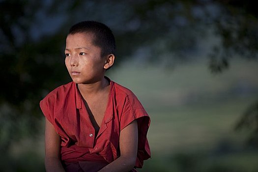 新信徒,僧侣,靠近,不丹