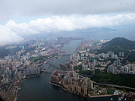 香港,建筑,都市,高楼大厦,繁华,维多利亚海湾,航拍,鸟瞰,64
