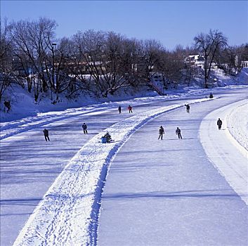 滑冰,河,魁北克,加拿大
