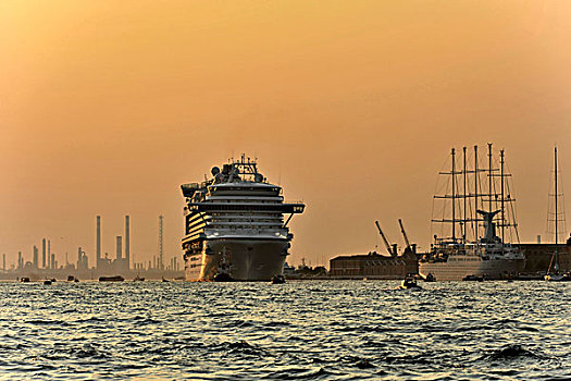 游船,建造,乘客,离开,威尼斯,威尼托,意大利,欧洲