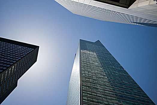 仰视,摩天大楼,曼哈顿,纽约,美国