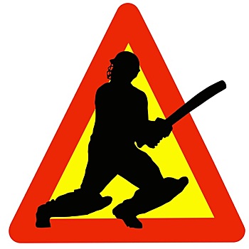 板球手,剪影,交通,警告标识