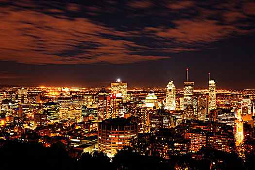 蒙特利尔,夜晚,风景,皇家,魁北克,加拿大