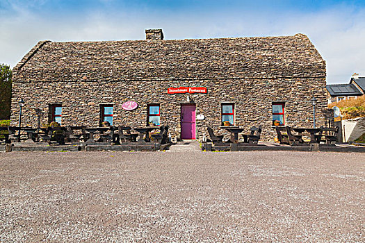 咖啡,餐馆,建筑,屋顶,石头,丁格尔半岛,凯瑞郡,爱尔兰