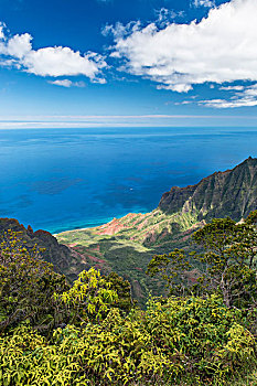 夏威夷,考艾岛,寇基,州立公园,风景,卡拉拉乌谷,暸望,大幅,尺寸